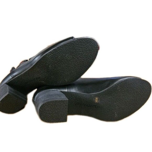 New Lori Goldstein Li Binnie Womens Black Red Accent Ankle Boots Faux Leather 8 - Picture 5 of 7